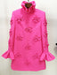Designer Fashion Women's Flare Sleeve 3D Flowers Appliques Dress