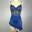 Sexy Lingerie; Mesh Splicing Short Nightie; With Underwire Push Up Bra Lace Chemise Ruffle Hem