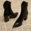 Winter High Heel Chunky Ankle Boots; Pointed Toe