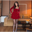 Solid Square Collar Long Sleeve Velvet Gown Elegant High Waist A-line Beaded Dresses New Lady Christmas Evening Party Vestidos 