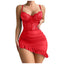Sexy Lingerie; Mesh Splicing Short Nightie; With Underwire Push Up Bra Lace Chemise Ruffle Hem