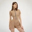 Bodycon Jumpsuit; O Neck Short Sleeve; Zipper Bodysuit