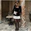 Velvet High Waist Spliced Mini Dress
