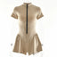 Bodycon Jumpsuit; O Neck Short Sleeve; Zipper Bodysuit