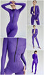 Bodycon Jumpsuit; O Neck Short Sleeve; Zipper Bodysuit