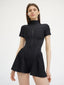 Bodycon Jumpsuit; O Neck Short Sleeve; Zipper Bodysuit