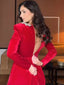 Solid Square Collar Long Sleeve Velvet Gown Elegant High Waist A-line Beaded Dresses New Lady Christmas Evening Party Vestidos 