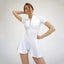 Bodycon Jumpsuit; O Neck Short Sleeve; Zipper Bodysuit