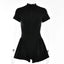 Bodycon Jumpsuit; O Neck Short Sleeve; Zipper Bodysuit