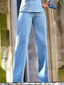 Freeacy Women's Autumn New Pants Set Lapel Collar Long Sleeve Slanted Single-breasted Shirt Top and High Waist Straight Pants