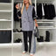 Long-sleeved stitching double-breasted suit casual two-piece suit