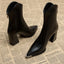 Winter High Heel Chunky Ankle Boots; Pointed Toe