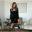Solid Square Collar Long Sleeve Velvet Gown Elegant High Waist A-line Beaded Dresses New Lady Christmas Evening Party Vestidos 