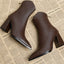 Winter High Heel Chunky Ankle Boots; Pointed Toe