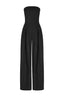 Solid Color Women Casual Backless Pleated Jumpsuit