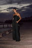 Solid Color Women Casual Backless Pleated Jumpsuit