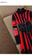 French Slim Striped Knitted Dress with Zipper