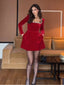 Solid Square Collar Long Sleeve Velvet Gown Elegant High Waist A-line Beaded Dresses New Lady Christmas Evening Party Vestidos 