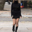 Casual High Neck Women's Dress; Long Sleeve Solid Mini Bandage; Slim Dress