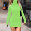 Casual High Neck Women's Dress; Long Sleeve Solid Mini Bandage; Slim Dress