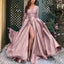Long Formal Dress; Deep V-Neck
