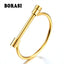 Fashion Love Screw Cuff Bracelet For Women; Gold Color Stainless Steel Bracelets