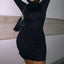 Casual High Neck Women's Dress; Long Sleeve Solid Mini Bandage; Slim Dress