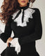 Long Sleeve Lace; Bell Sleeve Ruffle Mini Dress