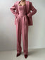 3 Pieces Set; Long Sleeve Coat Fishbone Top High Waist Wide Trousers Suit