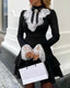 Long Sleeve Lace; Bell Sleeve Ruffle Mini Dress