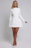 Long Sleeve; Backless Mini Dress; O Neck High Waist A-line