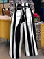 Black and White Striped; High Waist Wide Leg Trousers