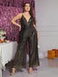 Chic and Elegant Women Jumpsuit; Plus Size; Sequin Wide Leg