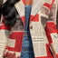 Long Blazer Jacket; Newspaper Print Pattern; Notched Collar; Urban Wear