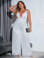 Chic and Elegant Women Jumpsuit; Plus Size; Sequin Wide Leg