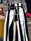 Black and White Striped; High Waist Wide Leg Trousers