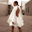 Backless Mini Dress; Solid Color; Flared Sleeves High-Neck Party Dress
