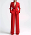 Single Button Blazer Wide Leg Pant Suit