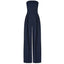Solid Color Women Casual Backless Pleated Jumpsuit
