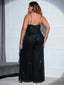 Chic and Elegant Women Jumpsuit; Plus Size; Sequin Wide Leg