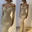 Mermaid Evening Dress; Strapless Pearl Sequined