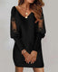 V-Neck Mini Dress; Loose Lace Long Sleeve