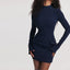 Autumn Mini Dress; Long Sleeves Solid Bodycon Dress