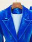 Set Women's Single Button Velvet Blazer Jacket Flare Pants Set