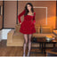 Solid Square Collar Long Sleeve Velvet Gown Elegant High Waist A-line Beaded Dresses New Lady Christmas Evening Party Vestidos ﻿