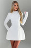 Long Sleeve; Backless Mini Dress; O Neck High Waist A-line