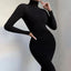 Black Turtleneck; Long Sleeve Bodycon Jumpsuit