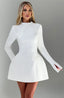 Long Sleeve; Backless Mini Dress; O Neck High Waist A-line