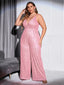 Chic and Elegant Women Jumpsuit; Plus Size; Sequin Wide Leg