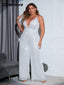 Chic and Elegant Women Jumpsuit; Plus Size; Sequin Wide Leg